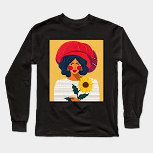 Contemplative Sunflower Muse Long Sleeve T-Shirt